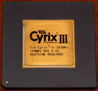 VIA Technologies Cyrix III Processor 550MHz CPU, 100MHz Bus, 1.9V, Sockel 370, Codename Samuel C5A, WinChip Centaur-Design, Taiwan 2000